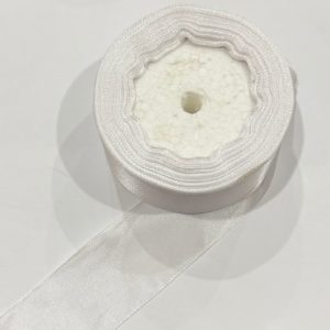 Лента атласная SATIN RIBBON MIKE 40 MM 22 м, БЕЛАЯ