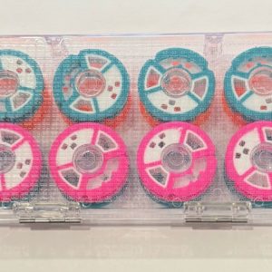 Катушки лески для рыбалки 16 шт  в органайзере красно-зеленая-оранжевая