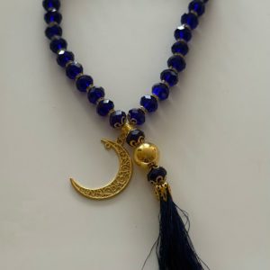 Четки мусульманские 33 бусины, 15 см для молитвы Четки для машины (Автомобиля) цвет синий с кулоном