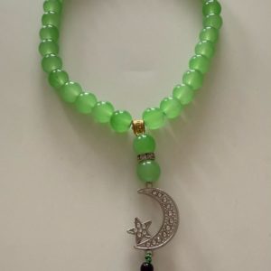 Четки мусульманские 15 см 33 бусины с кулоном  для молитвы Четки для машины (Автомобиля) зеленый матовый