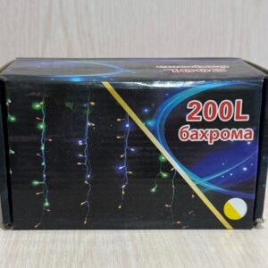 Электрогирлянда Бахрома (сосулька) 200 диодов  6 м желто-белая влагозащищенная на каучуковом проводе