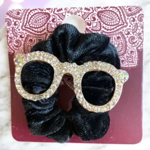 Бархатная резинка для волос Очки со стразами