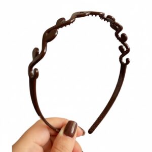 Ободок для волос женский коричневый  пластиковый